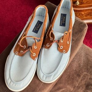 Polo Ralph Lauren, Raylander, Men's size 11, Light Blue and Tan Boat Shoes